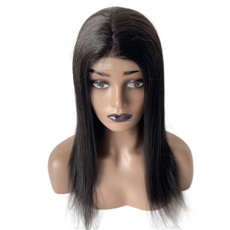

16 inches Indian Virgin Human Hair Replacement #1b Black Color 8x10 Full Lace Topper for Black Woman