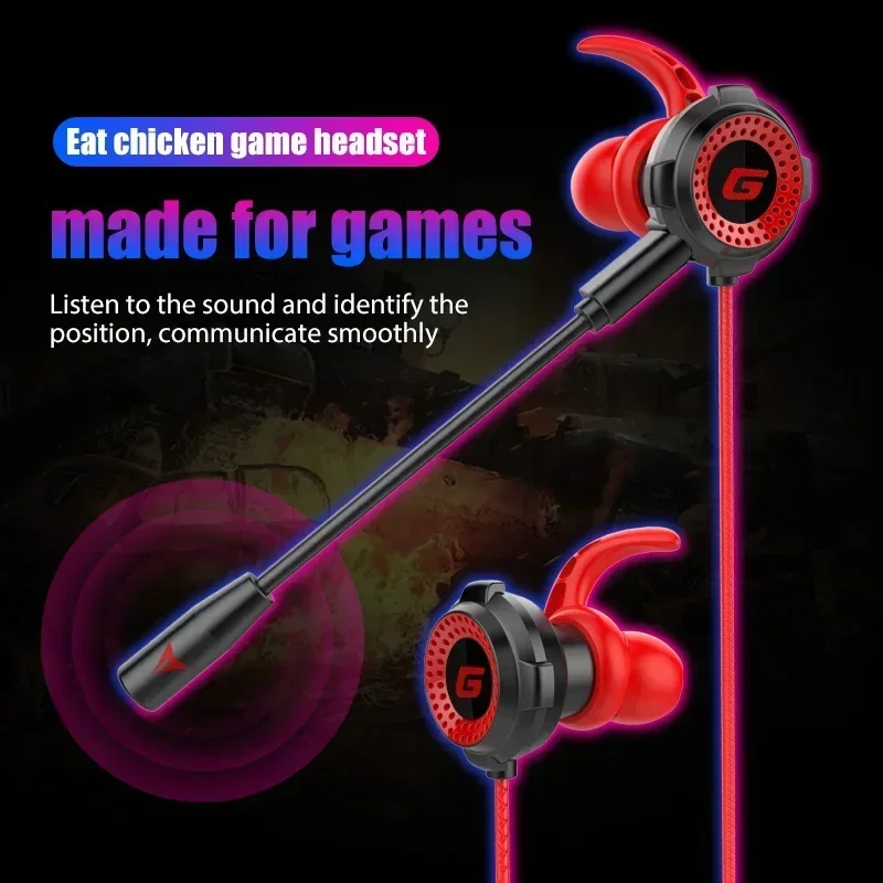 In-ear Headphones  G20 Gaming Wired Noise-cancelling Mobile Game Computer Headset with Microphone PUBG Earphones Accessories