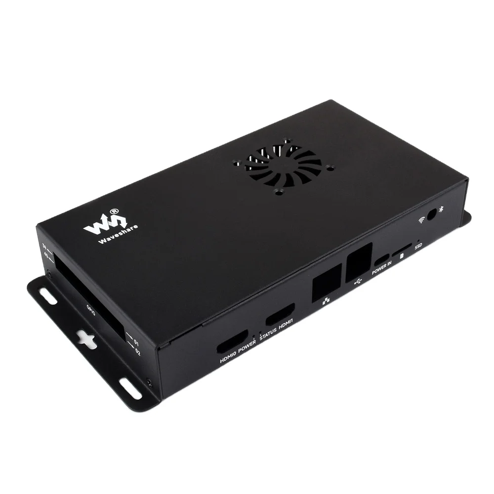 CM5-IO-BOARD-CASE-A Waveshare Metal Case Designed for Raspberry Pi Official Compute Module 5 IO Board Comes With Cooling Fan