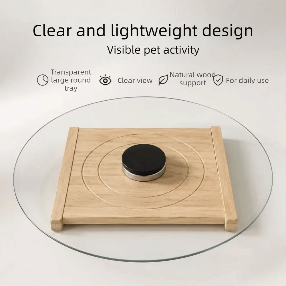 Durable Glass Hamster Running Wheel Silent Long-Lasting Hamster Exercise Wheel Stable with Wood Base Pet Exercise Rats