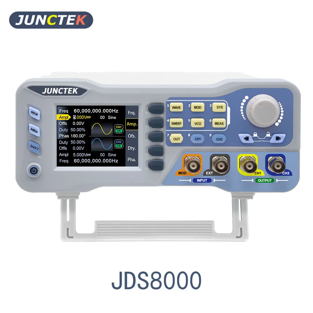 Junctek Jds8060 8080 Dual Channel Função Arbitrária Waveform Signal Generator Fonte 275msa s 14bits Frequency Meter 60m 80mhz