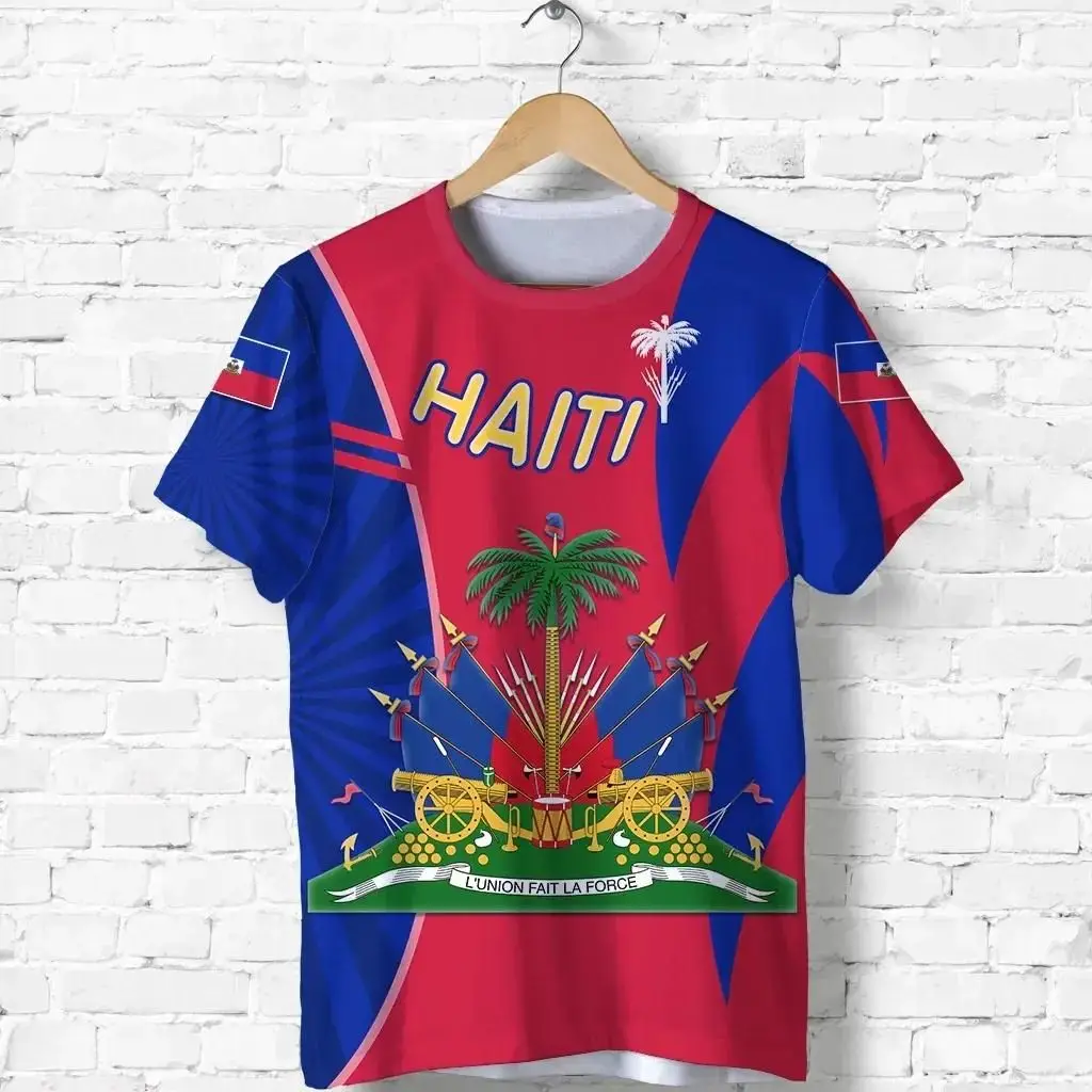 Summer New Men's T Shirts Haiti Shirt Free Custom Name Number Hti T-shirt Nation Flag Country Ht French Haitian Republic Clothes