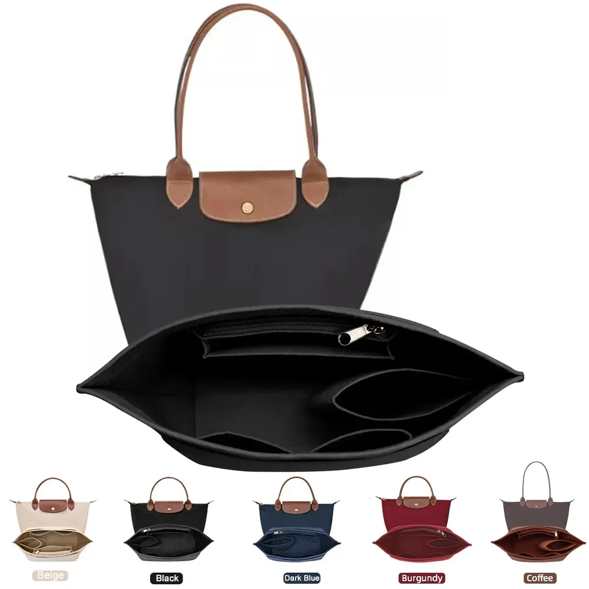 Saco de inserção de feltro se encaixa para longchamp bolsa forro saco de feltro pano saco de maquiagem suporte viagem portátil inserção bolsa organizador