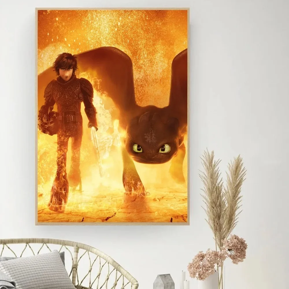 T-Toothless-Fury Dragon Poster DIY Vintage Movie Poster Wall Art Painting Study Stickers Small Szie Wall Painting