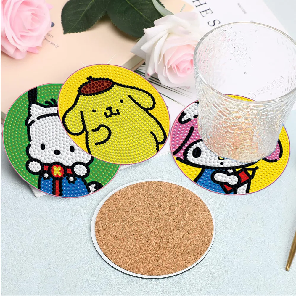 DIY Sanrio Diamond Painting Coaster HelloKitty MyMelody Kuromi  Cartoon Mosaic Drink Cup Pad Table Placemat view 6