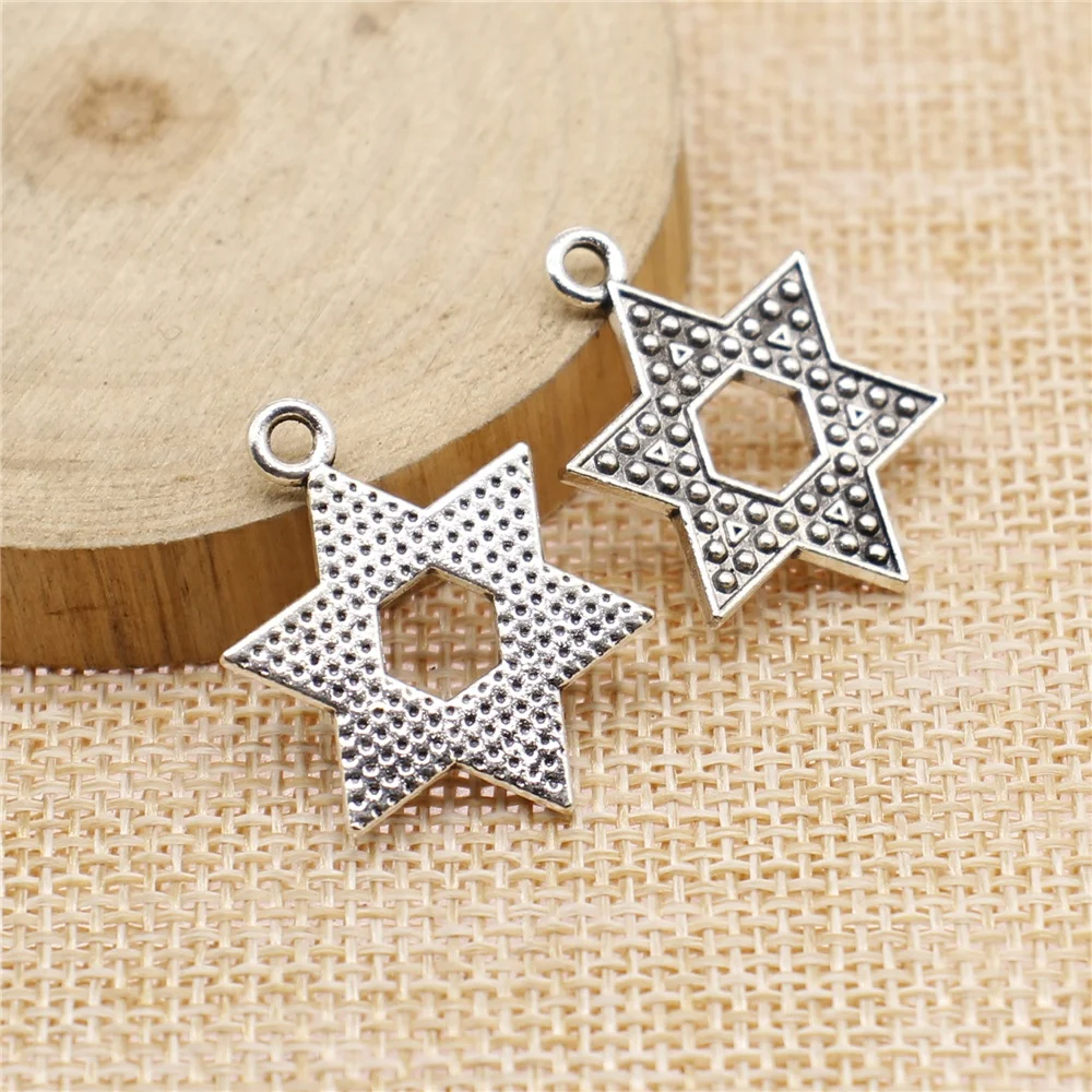 

Wholesale 100pcs/bag 28x20mm Star Of David Charm Antique Silver Color Antique Bronze Color For Jewelry Making