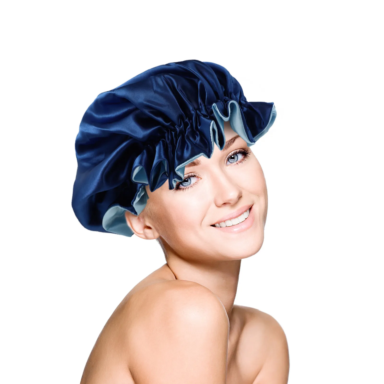 Double Layer Satin Sleep Cap Adjustable Breathable Night Hat for Long Hair Protection Lightweight 1 Set