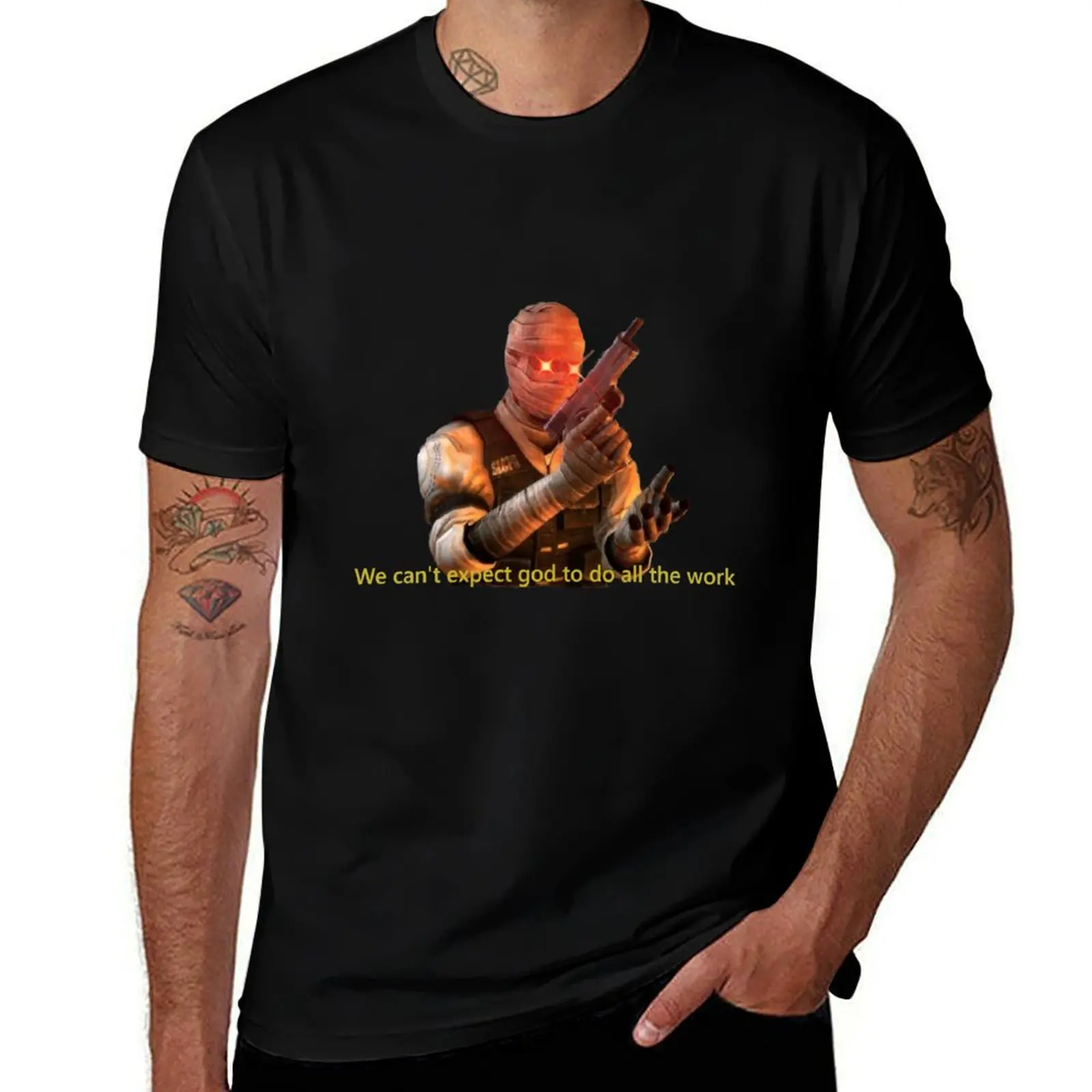 We can't expect god to do all the work T-Shirt Retro Graphic Print T-Shirt
