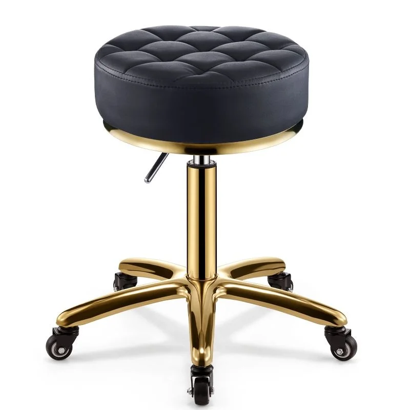 Gold Dental Stool Hairdressing Chair Furniture Barber Shop Office Hair Makeup Bench Swivel Wheels Massage Clinic Home Seat Tools