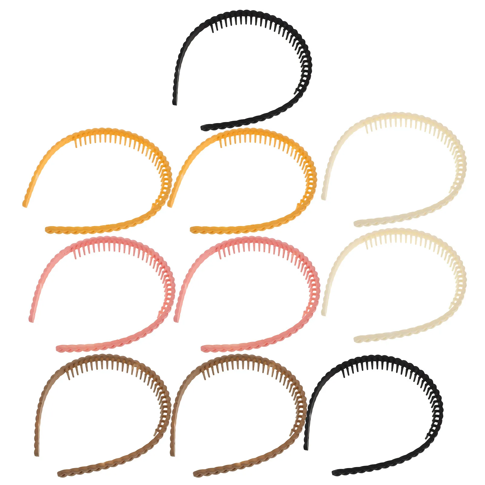 10Pcs Plaited Headband Women Elastic Hair Band Secure Toothed Design Non-Slip Fabric Headband for Washing Face Workout Hair