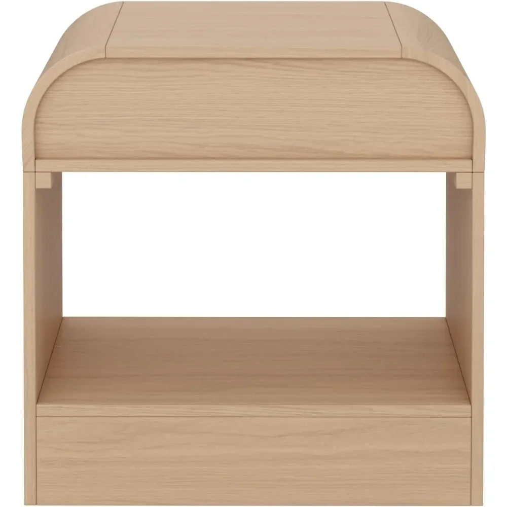End Tables, Mid-Century Modern Nightstand with Drawer, End Table with Storage for Bedroom or Living Room Rounded Silhouette