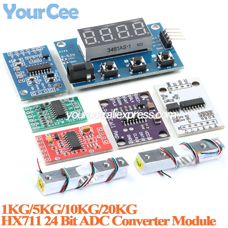 Load Cell 1KG 5KG 10KG 20KG HX711 AD Module Weight Sensor Electronic Scale Aluminum Alloy Weighing Pressure Sensor Module
