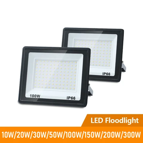 LED 투광 조명 10W 20W 30W 50W 100W 200W 홍수 빛 AC220V/110V 방수 야외 벽 정원 스포트라이트 반사판 초점 램프