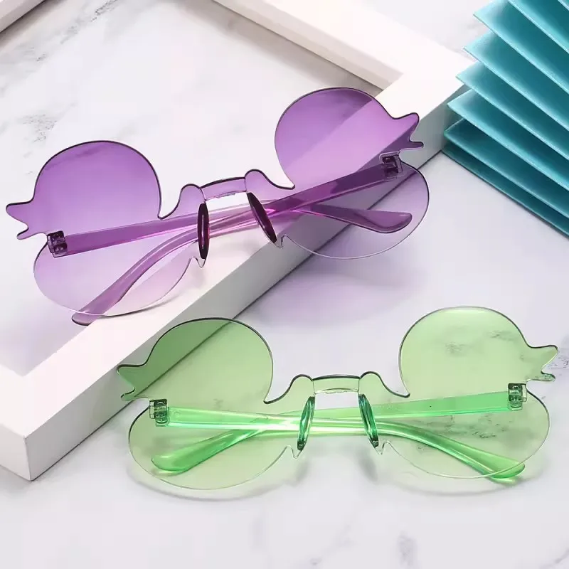 Fashion Children's Sunglass Rimless Cartoon Duck Shape Sunshade Anti-Ultraviolet Glasses Party Decorative Glasses for Child Kids