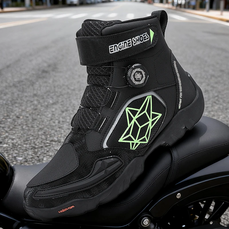 

Motorbike Shoes Motocross Street Gear Racing Boots Microfiber Leather Off Road Motorboats Profession Motorcycle Boots for Men