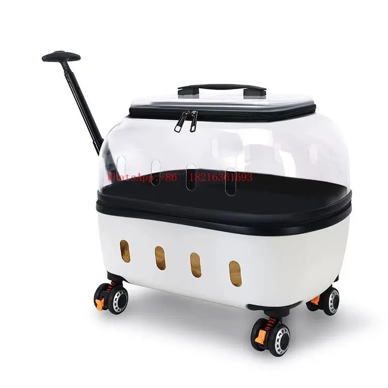 Pet Luggage Transparent Trolley Box Stroller Cat Walking Box