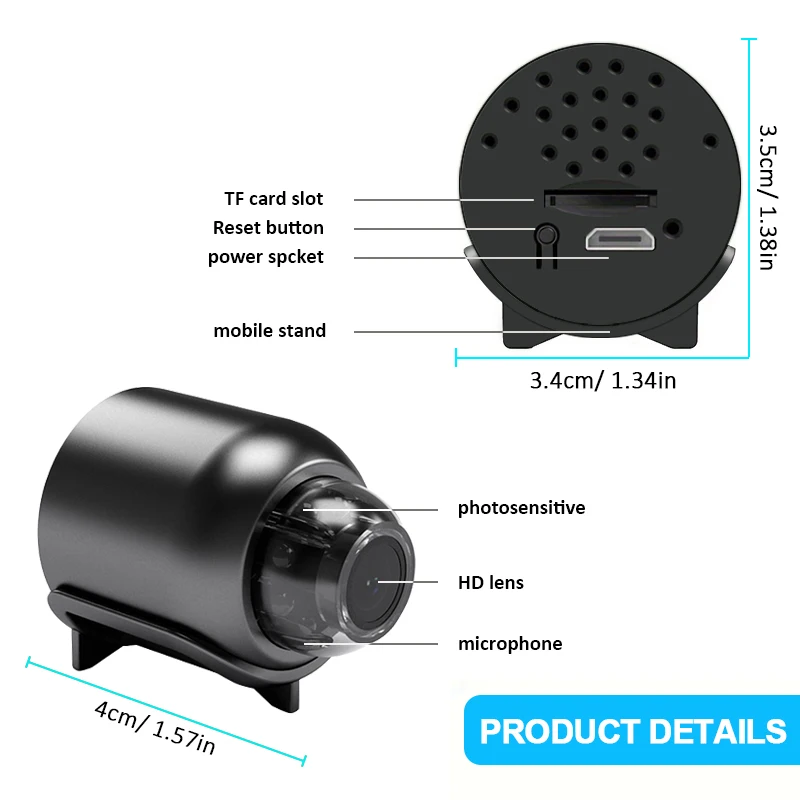Leichte Mini X5 Kamera 1080P WLAN-Kamera Innenbereich Diebstahlschutz Sicherheitsüberwachung IP-Kamera Videorekorder Fernüberwachung USB