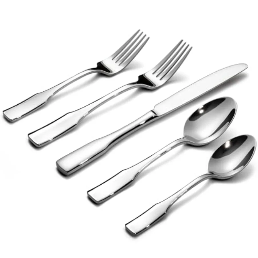 

Kate 60-Piece Silverware Set Stainless Steel Flatware SetService for 12 Mirror Polished Cutlery Set Dishwasher Safe