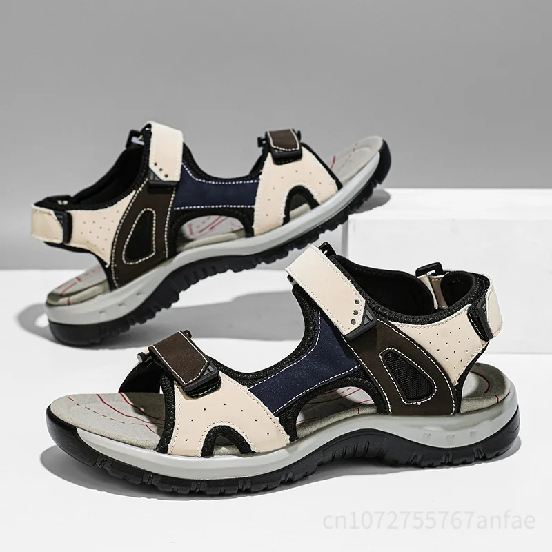 New Summer Leather Women's Sandals Fashion Design Breathable Women Casual Shoes Women Outdoor Beach Flat Sandals Big Size 42