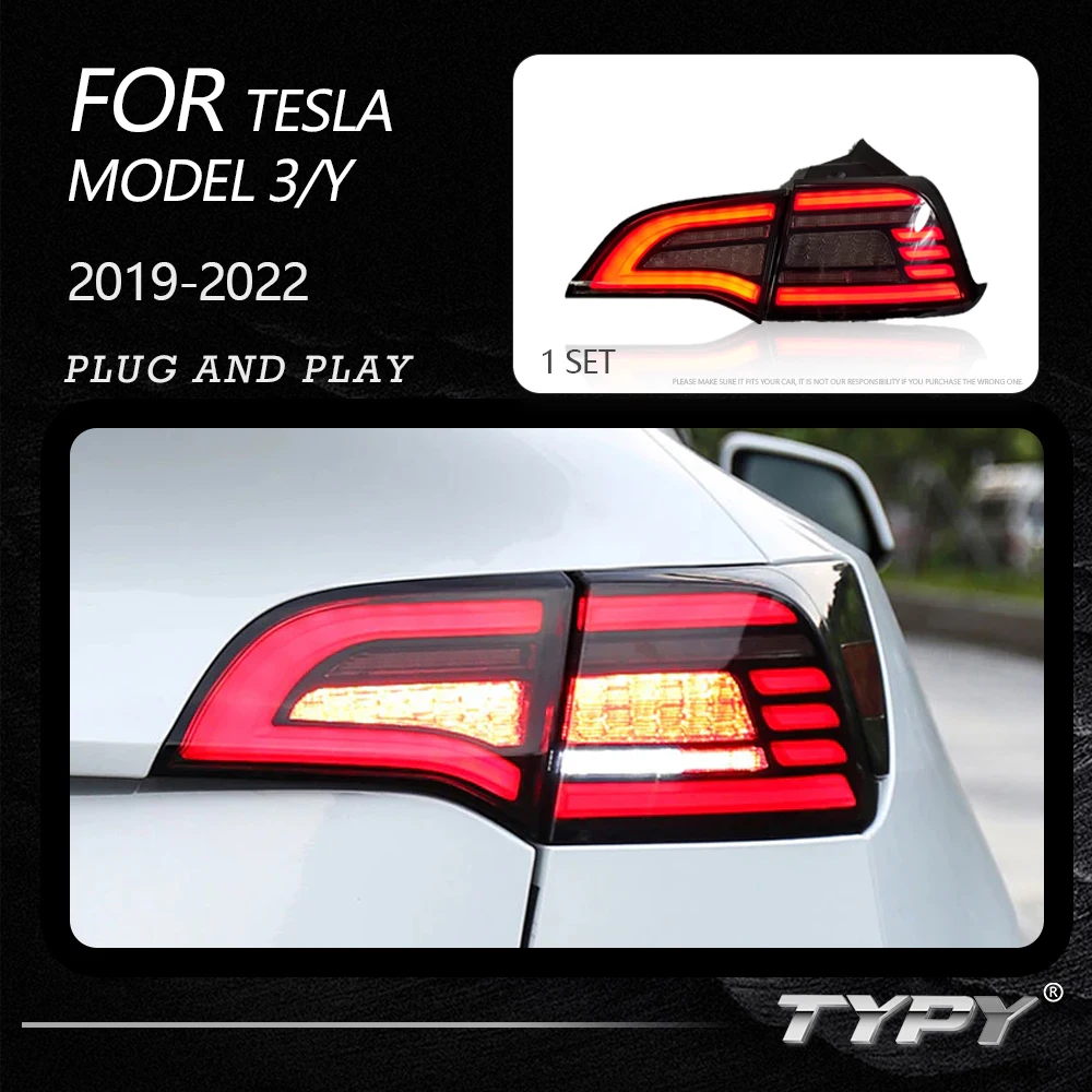 TYPY Dynamic Turn Signal Tail Lamp Automotive Accessories Upgrade Modified New LED For Tesla Model 3/Y 2019-2022 Taillights