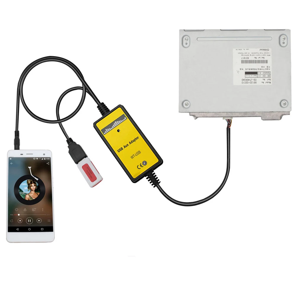 USB AUX Adapter for Toyota Vehicles Featuring 5+7 Pin Connector and Direct CD Player Integration for Camry For Corolla