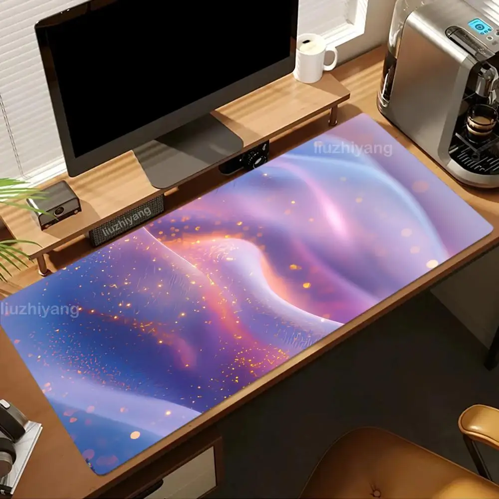 Abstract Silk Waves Mouse Pad Large Computer Office Game Table Mat XXL Rubber Anti-slip Stitch Edge Keyboard Mats Long Desk Pads