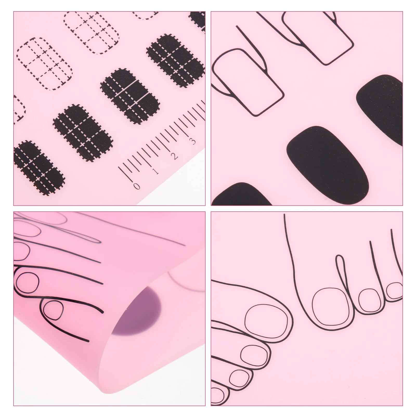 Plaque d'estampage en Silicone, outils de tapis d'ongles, Guide d'autocollants de vernis, tampon de pratique pour le travail