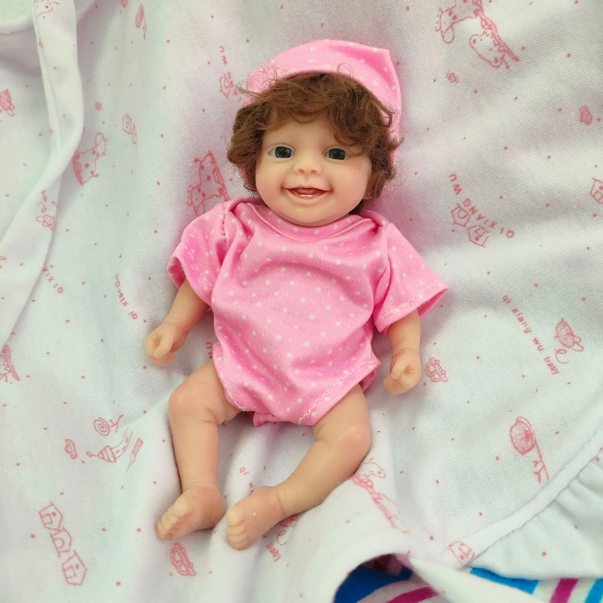 Cute Mini Reborn Doll 6 Inch Full Silicone Body Handmade Miniature Babies for Kids Christmas Birthday Gift - view 6