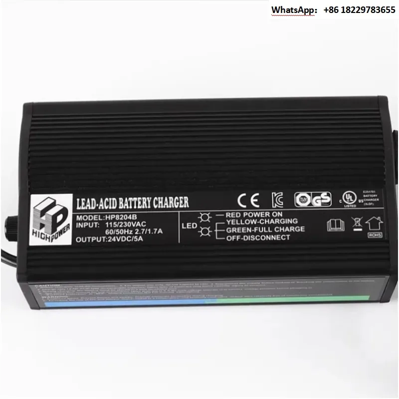 شاحن حمض 24 فولت 5 أمبير AGM GEL b-at-tery مع شهادة C-E UL ROHS KC للدراجات البخارية المتحركة أو الكراسي المتحركة الكهربائية HP8204B 1