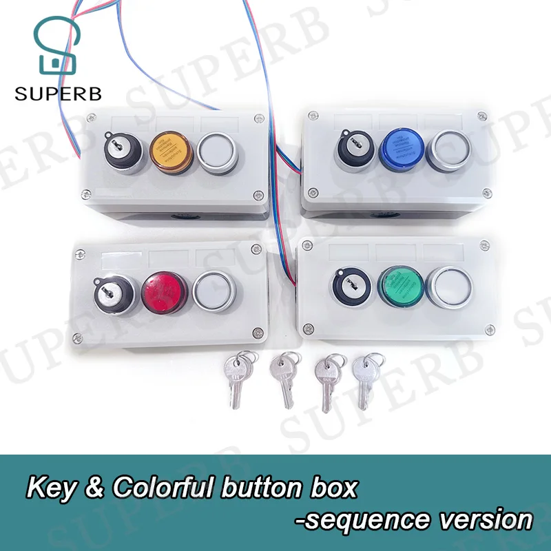 Escape room key switch prop colorful button prop escape puzzle press button in sequence key switch colorful button box superb - Image 2
