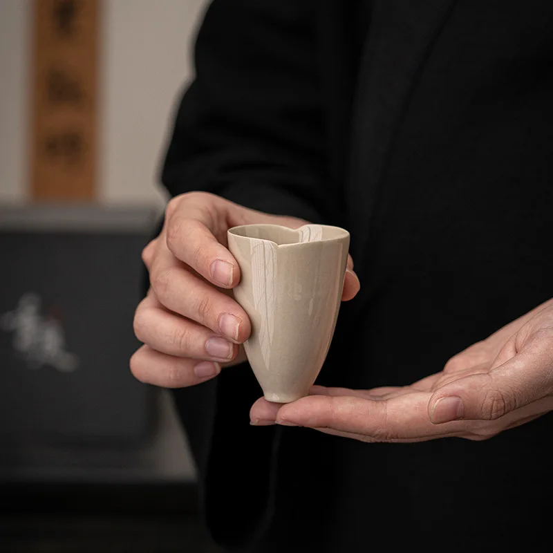 Plant Ash Glaze Ceramic Tea CupHandmade Vintage Kung Fu Tasting Personal Master Cup Scented Aroma Home Office Gift