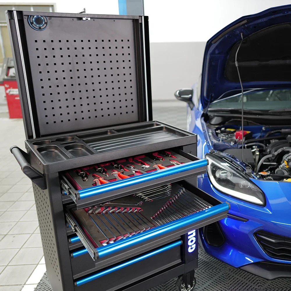 디지털 철제 공구 세트 캐비닛(바퀴 달린 트롤리 포함) - 작업장 보관용, OEM 및 OBM 맞춤 제작 가능