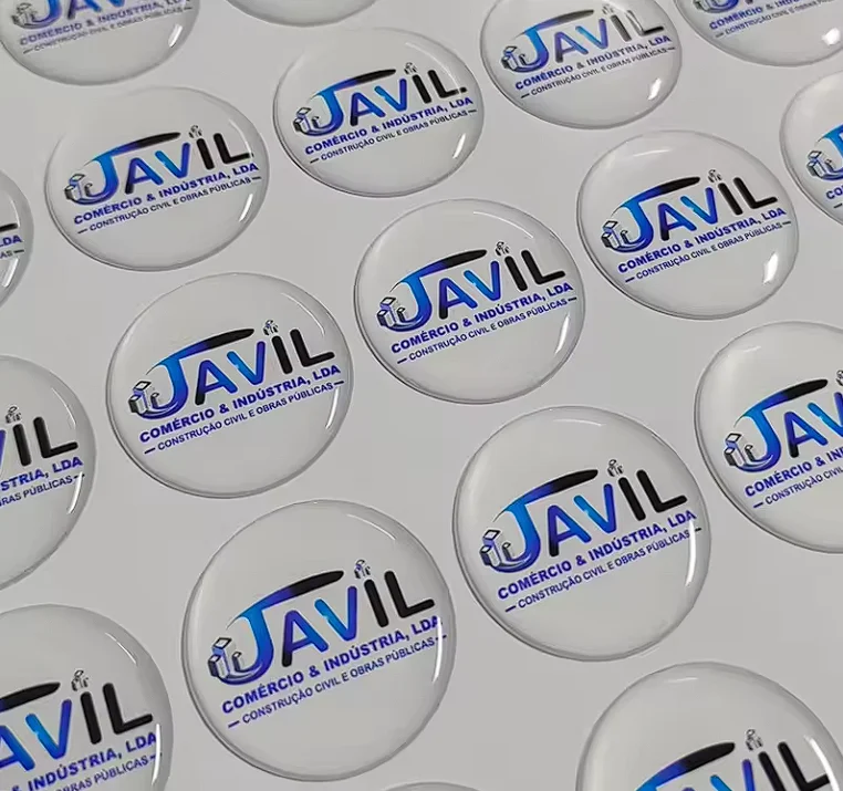 Aangepaste Kristal Transparante Epoxyhars Label 3d Logo Transparante Dome Epoxy Sticker