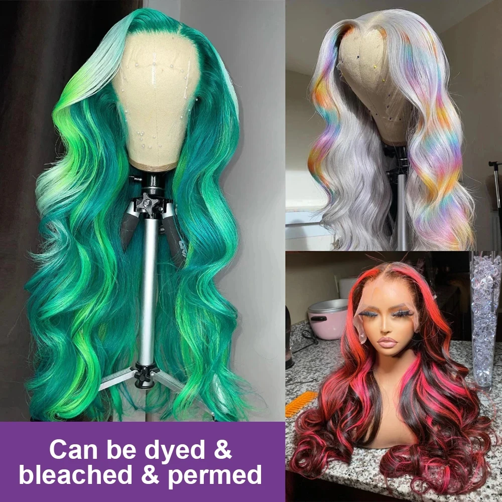 Peruka z ludzkich włosów brazylijskich, blond 613, falowana, 40 cali, 13x6 HD Lace Frontal, peruka typu Water Wave Lace Front dla kobiet, gęstość 250%