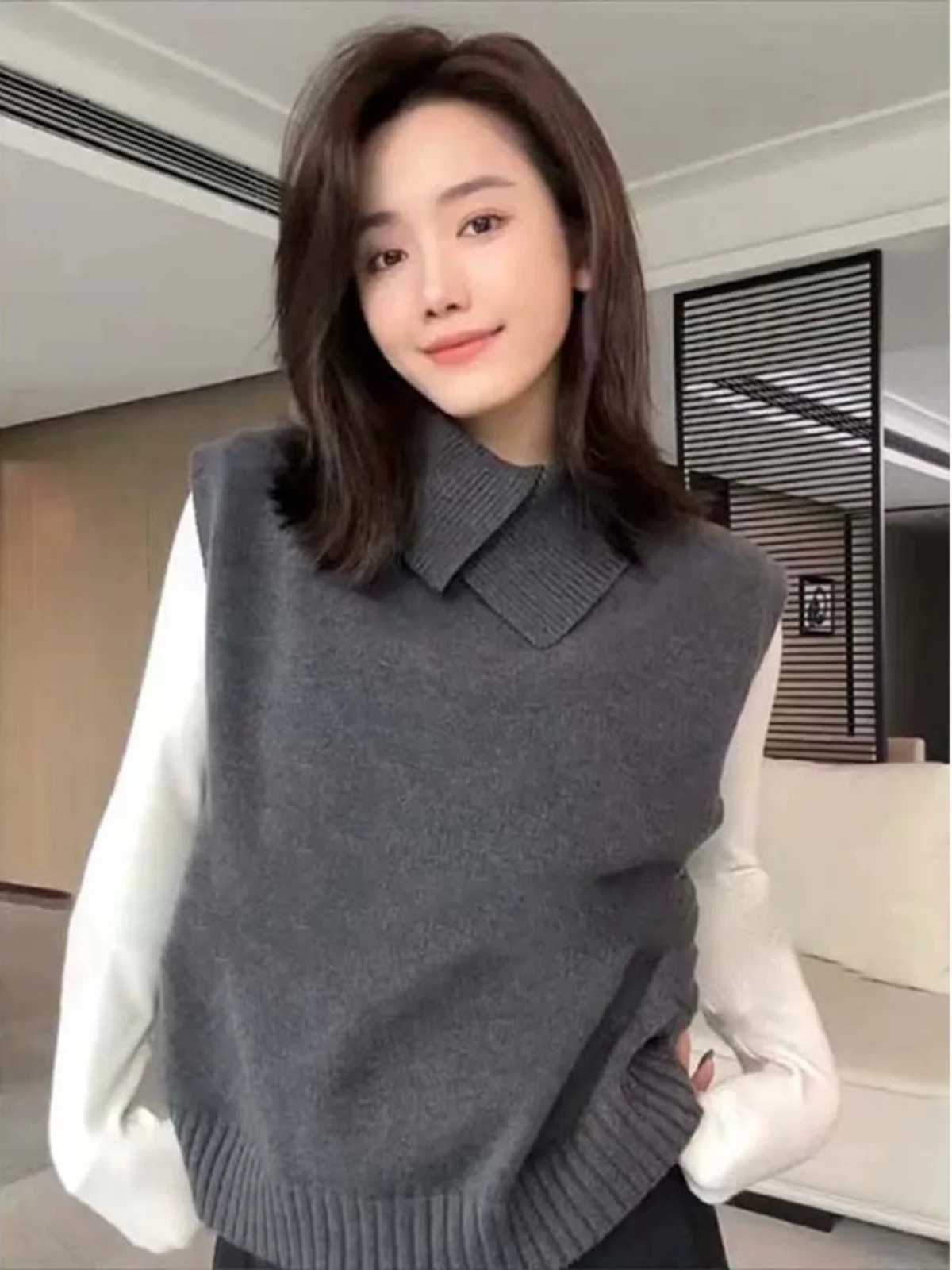 Ele Gilet lavorato a maglia semplice Gilet maglione strato base da donna Autunno Inverno Nuovo Sle Faionable Abbigliamento interno Top strato base