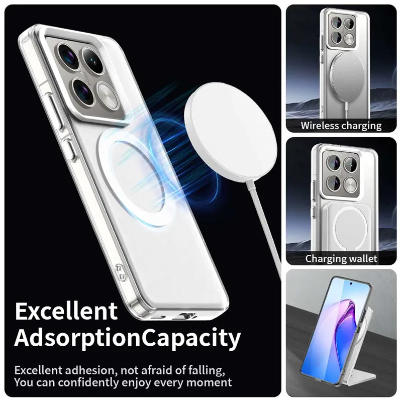 For Xiaomi 14T Pro Case Xiaomi 14T 14T Pro 5G Cover Matte PC + TPU Magsafe Wireless Charging Magnetic Phone Cover Xiaomi 14T Pro
