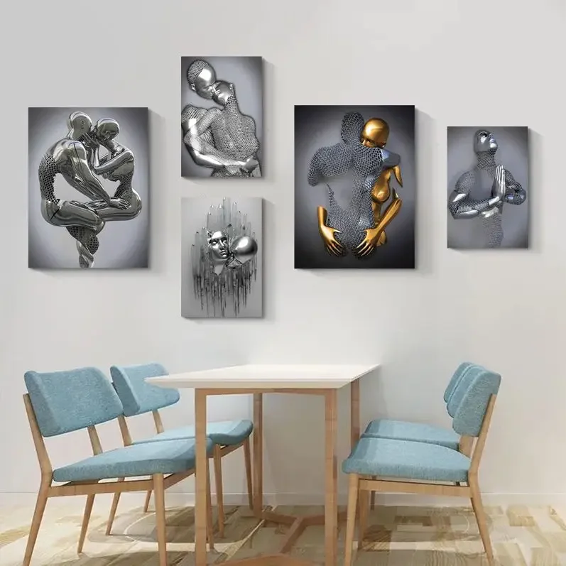 Figure Statue Canvas Modern Movie Sticky Posters Fancy Wall Sticker For Living Room Bar Decoration Home Decor