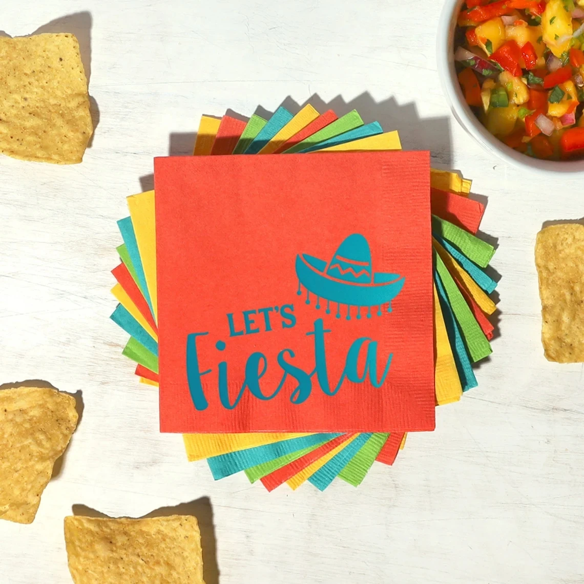 

50pcs Party Napkin Set - Let's Fiesta - Pack of 20 - Engagement Party, Bridal Shower, Foil stamped Cocktail Napkins, Birthday