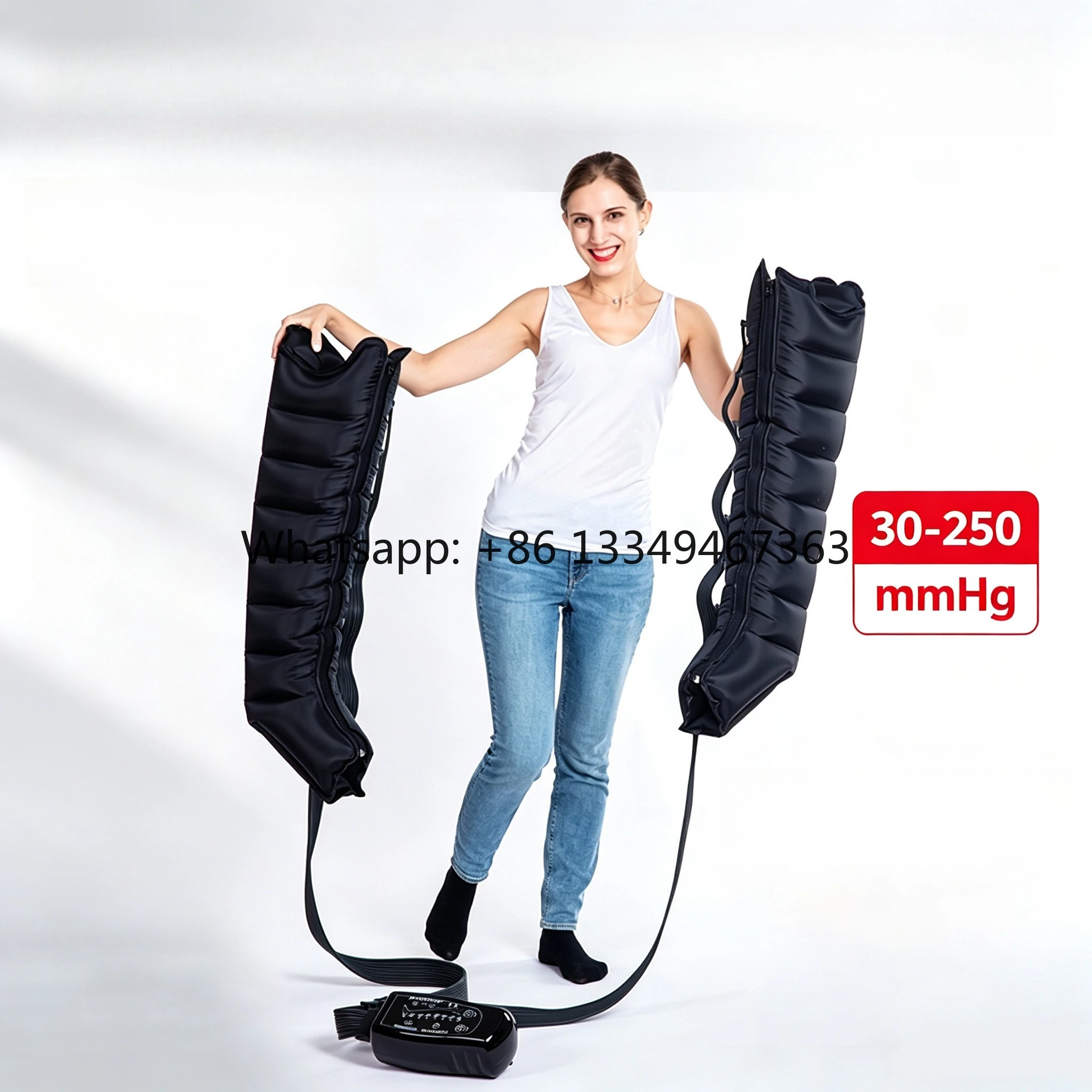 Plug-In Air Compression Therapy  Timing Control 30-250mmHg Intermittent Pneumatic Compression System for Body Leg