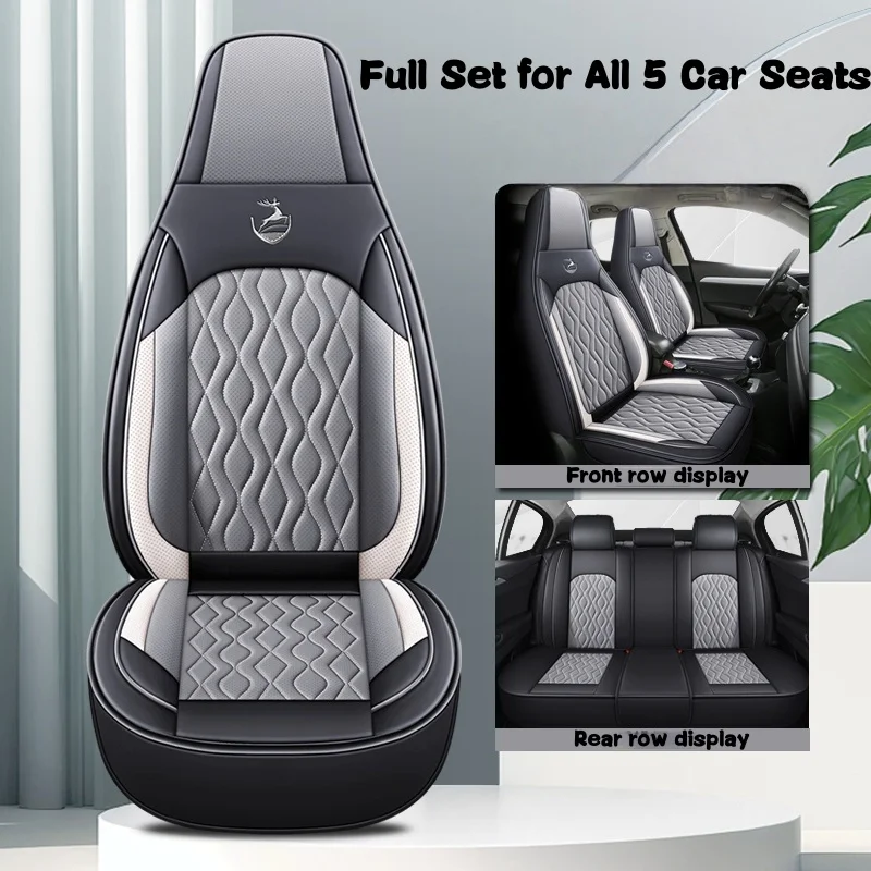 

Nappa Leather Material, Universal 5-Seater Integrated Car Seat Cover, Comfortable and Breathable, Suitable for All Seasons, with Three-Dimensional Side Support, Available in Five Colors, Suitable for Models with Integrated Front Seat