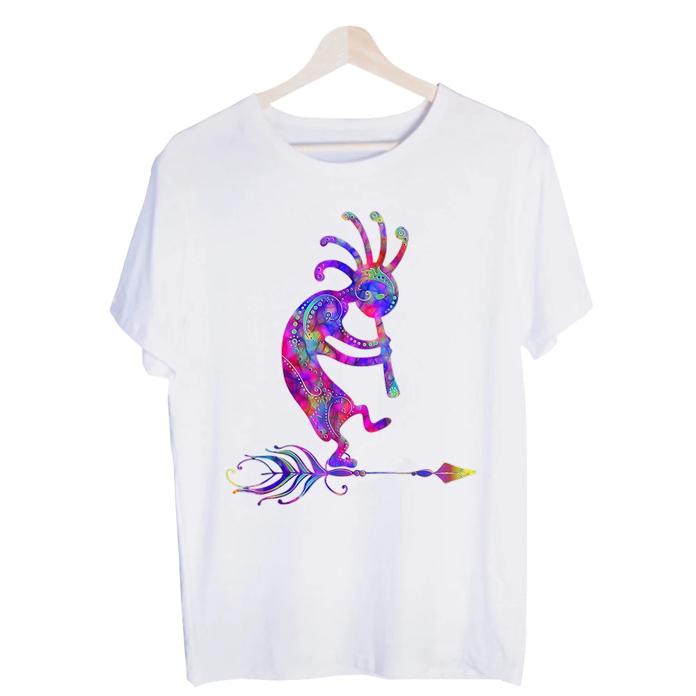 Men's Kokopelli Graphic Tee, Short Sleeve Crew Neck T-Shirt with Southwest Artistic Print for Casual Summer Outfits