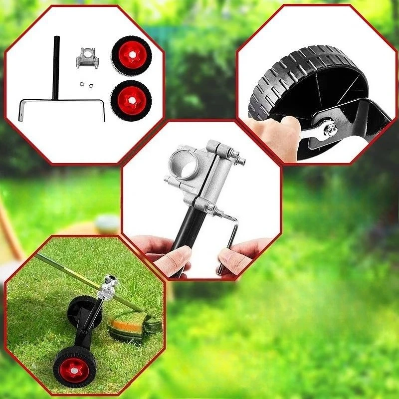 Lawn Mowers Auxiliary Support Wheels Adaptation 26/28MM Pipe Adjustable Labor-saving Roller Bracket Power Tool Accessories
