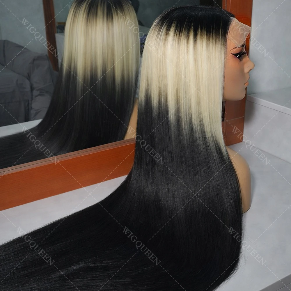 

TB613 Blonde Wigs Human Hair Highlight Ombre 4x4 Layered Straight Lace Front Wigs Burmese Virgin Glueless Wigs Beginner Friendly