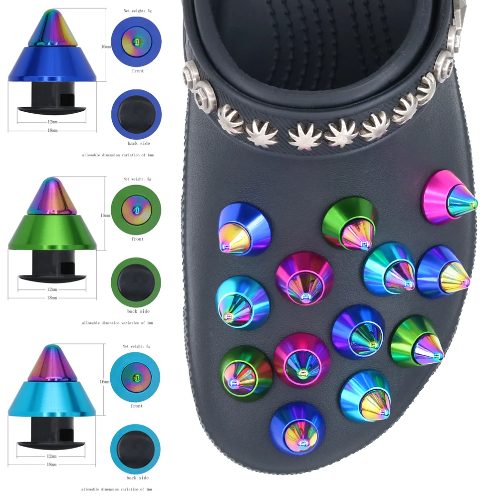 

1pcs Shoe Charms Conical Shoe Decorations Rivet Sandalias De Metal Accessories Pins Buckle Hole Halloween Sandalscrocjitbi W-53