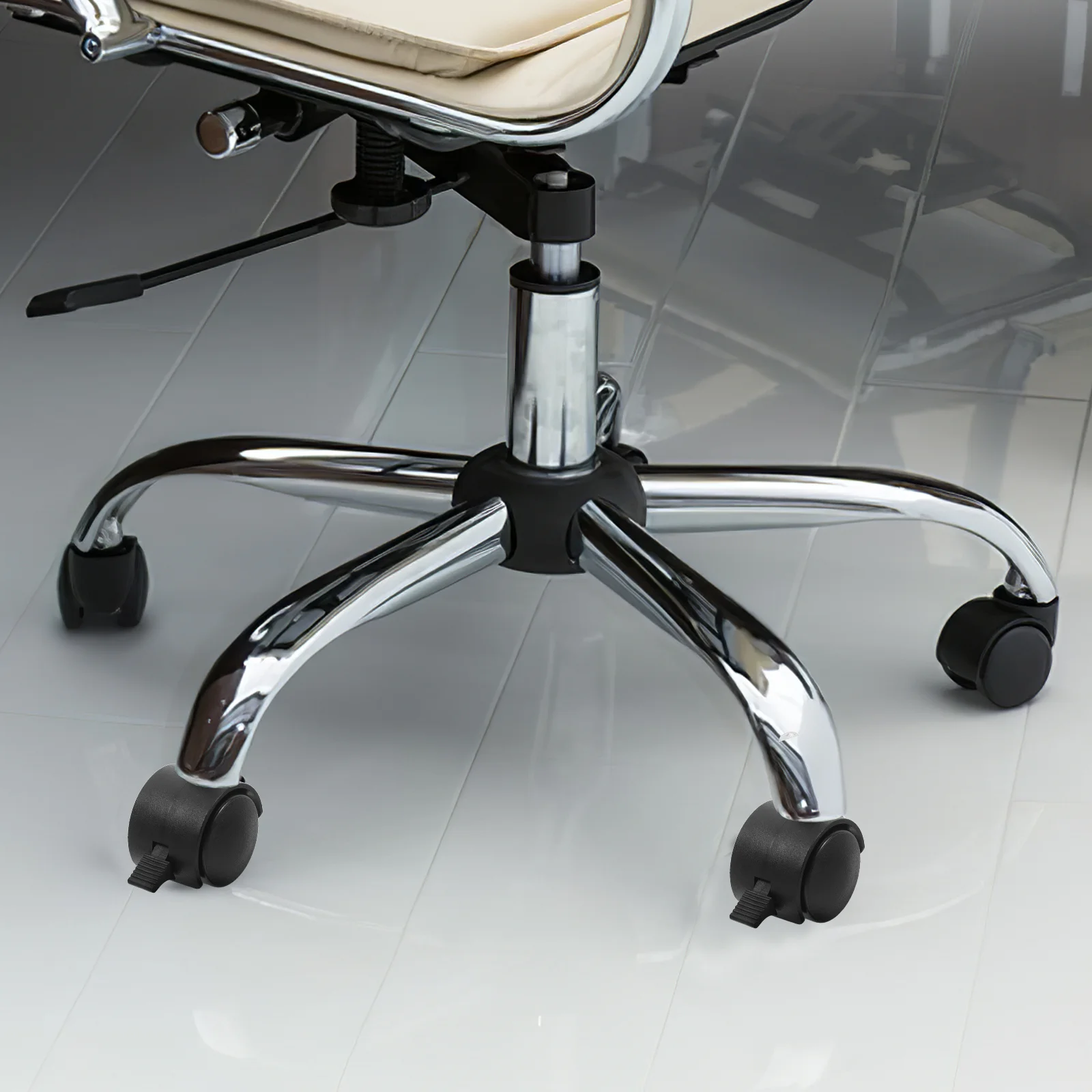 4 Pcs White Brake Swivel Caster Wheels Heavy Duty Replacement For Roller PU Appliance Casters Lifting Pulley Blocks Replacement