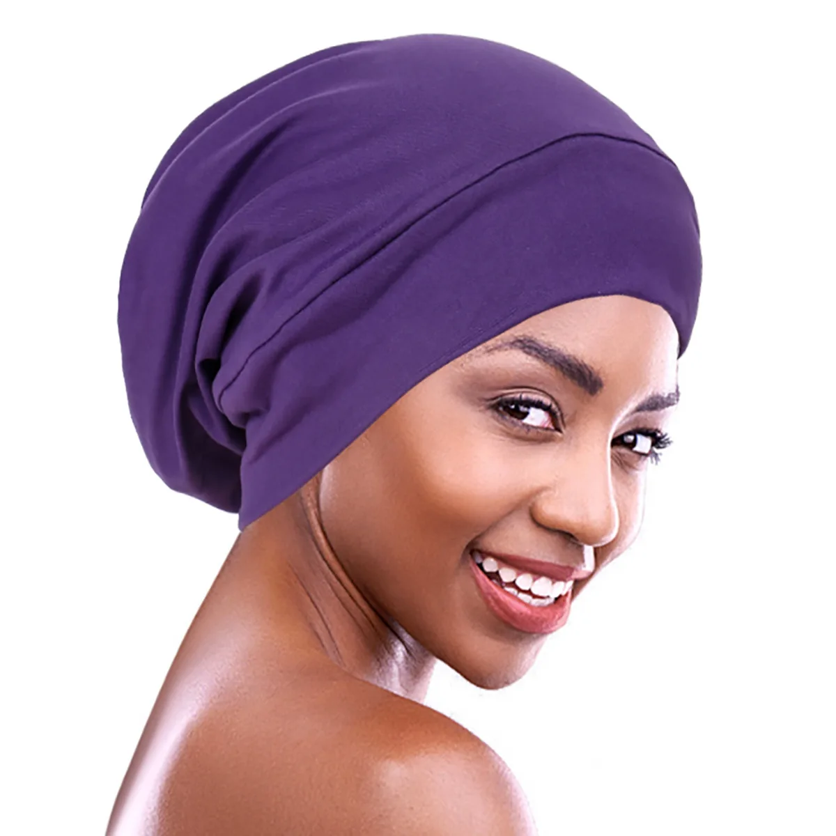 Women Muslim Solid Color Turban Slouchy Beanies Bonnet Chemo Cap Hair Loss Headscarf Inner Hijab Hat Headscarf Turbante Mujer