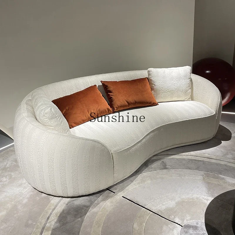 French cream style small apartment living room curved creative fabric sofa