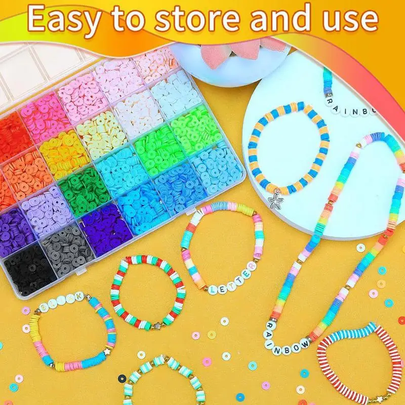 Clay Beads For Jewelry DIY 2500pcs Colorful Clay Beads For DIY Jewelry Arts And Crafts Clay Beads For Earrings Anklets Bracelets