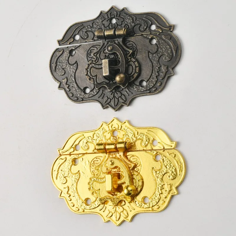 2pcs Antique Bronze Wood Box Hasp Drawer Latches Lock Catch for Jewelry Box Suitcase Buckle Clip Clasp Furniture Hardware