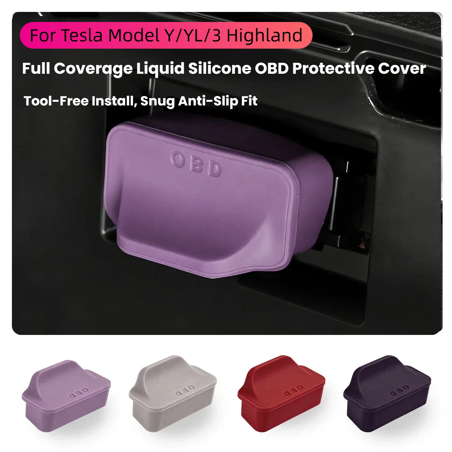 

For Tesla Model Y/YL/3 Highland Silicone OBD Port Dust Cover Waterproof Dustproof Diagnostic Connector Cap Car Accessories